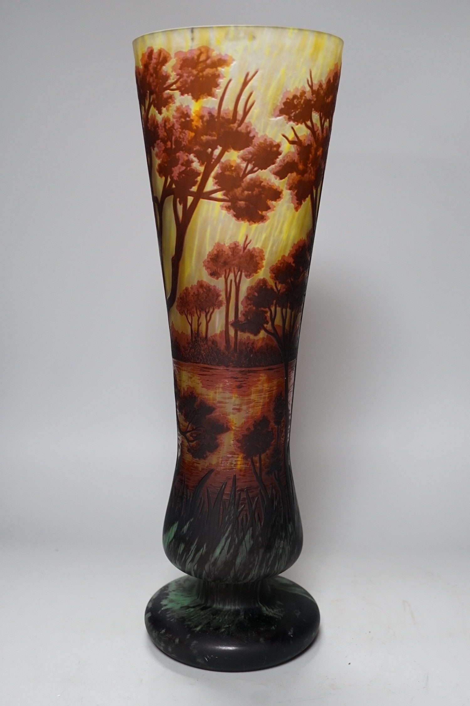 A large Gallé style cameo glass vase, 46cm